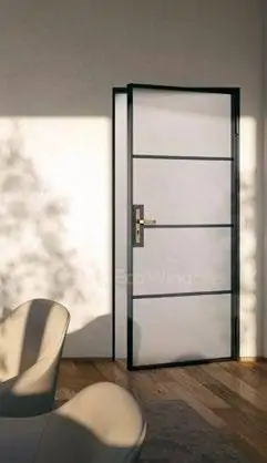Frosted glass door with pull type handle
