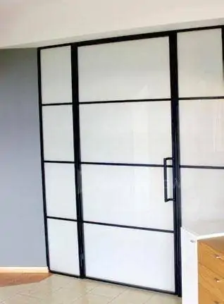 Frosted glass door with pull type handle