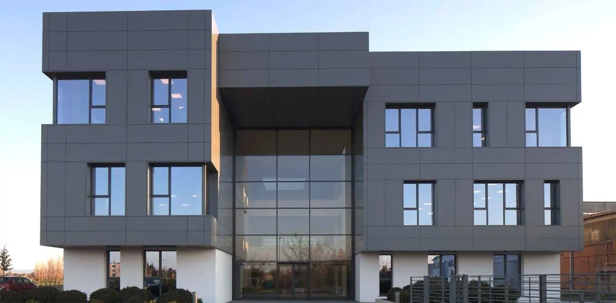 Multi-color STACBOND panel array on residential complex