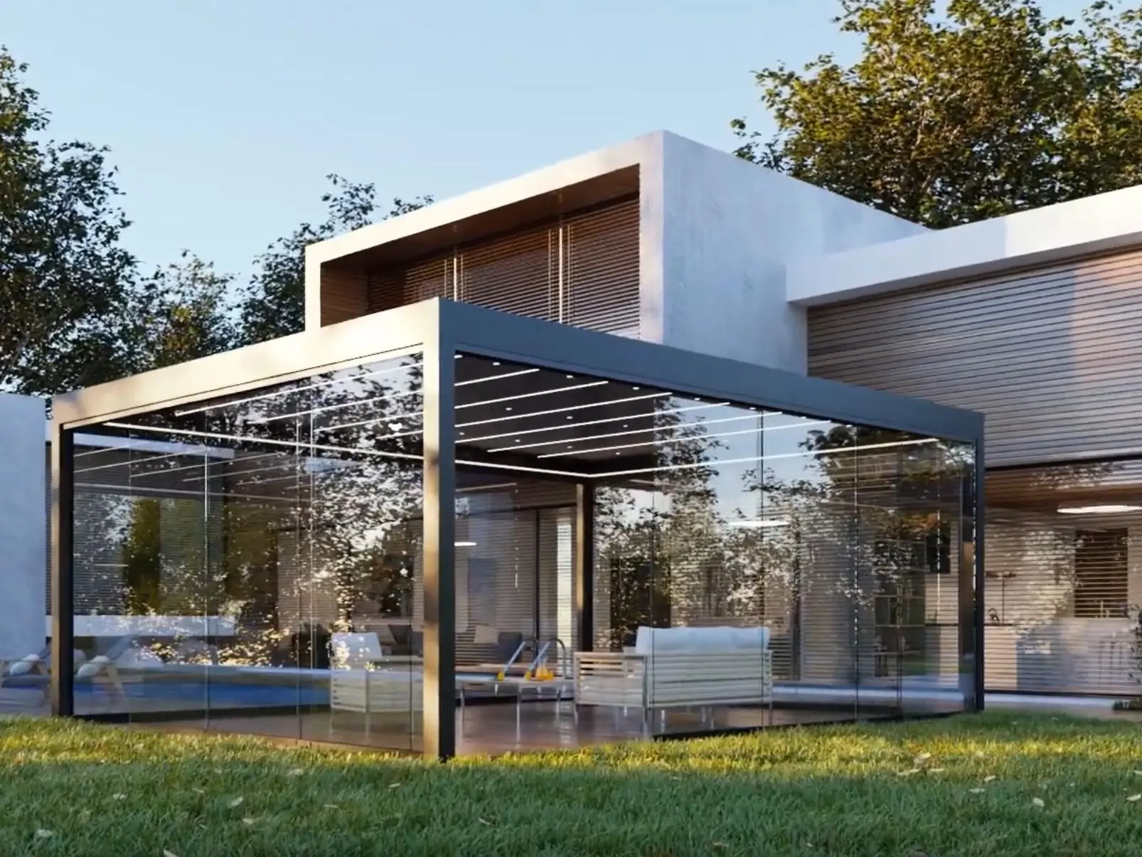 A Series Sunroom Slider Experience year-round comfort with our premium sliding glass systems designed for pergolas, terraces, and loggias